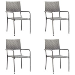 Ensemble à manger de jardin 5pcs gris/noir résine tressée/acier 
