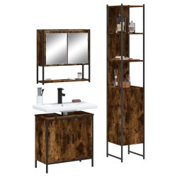 Ensemble de meubles de salle de bain 3 pcs Chêne fumé 