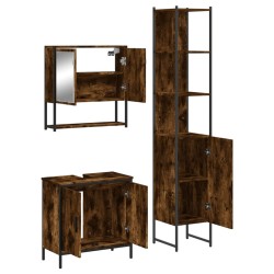 Ensemble de meubles de salle de bain 3 pcs Chêne fumé 