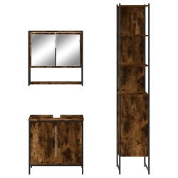 Ensemble de meubles de salle de bain 3 pcs Chêne fumé 