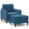 Fauteuil avec repose-pied Bleu 60 cm Velours 