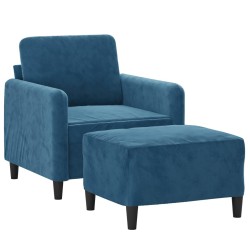 Fauteuil avec repose-pied Bleu 60 cm Velours 