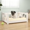 Lit pour chien Blanc 65,5x50,5x28 cm Bois de pin solide 