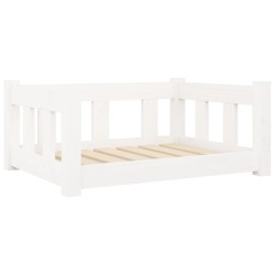 Lit pour chien Blanc 65,5x50,5x28 cm Bois de pin solide 