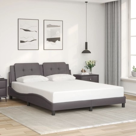 Cadre de lit sans matelas gris 160x200 cm similicuir 