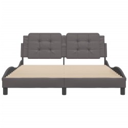 Cadre de lit sans matelas gris 160x200 cm similicuir 