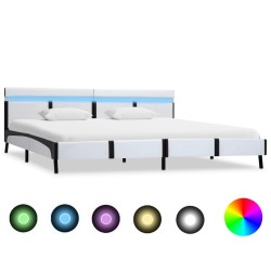 Cadre de lit avec LED sans matelas blanc 180x200 cm 
