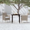 Ensemble à manger de jardin avec coussins 3 pcs Beige et noir 