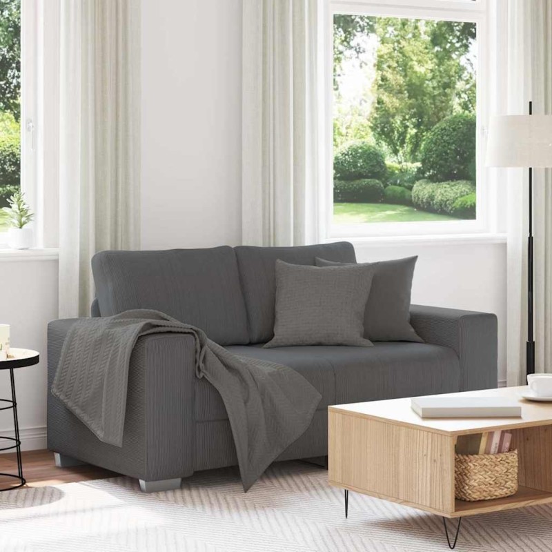 Canapé causeuse gris foncé 120 cm tissu velours côtelé 