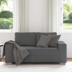 Canapé causeuse gris foncé 120 cm tissu velours côtelé 