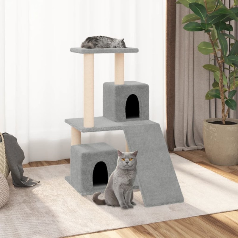 Arbre à chat avec griffoirs en sisal Gris clair 82 cm 