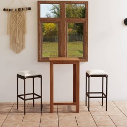 Ensemble de bar de jardin avec coussins 3 pcs Marron 