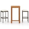 Ensemble de bar de jardin avec coussins 3 pcs Marron 