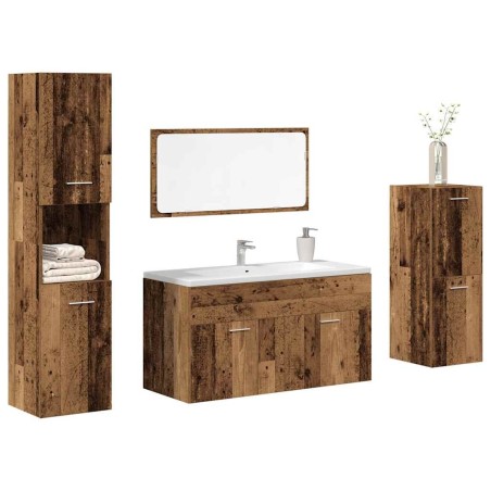 Ensemble de meubles salle de bain 4 pcs bois d'ingénierie 