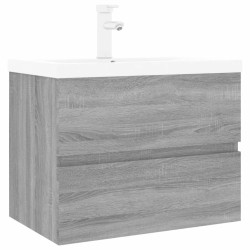 Meuble lavabo avec bassin intégré Sonoma gris Bois d'ingénierie 