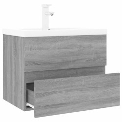 Meuble lavabo avec bassin intégré Sonoma gris Bois d'ingénierie 