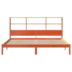 Lit bibliothèque sans matelas cire marron 180x200 cm pin massif 