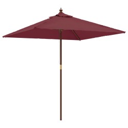 Parasol de jardin avec mât en bois rouge bordeaux 198x198x231cm 