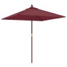 Parasol de jardin avec mât en bois rouge bordeaux 198x198x231cm 