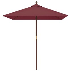 Parasol de jardin avec mât en bois rouge bordeaux 198x198x231cm 