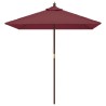 Parasol de jardin avec mât en bois rouge bordeaux 198x198x231cm 