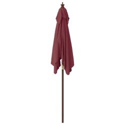 Parasol de jardin avec mât en bois rouge bordeaux 198x198x231cm 
