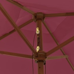 Parasol de jardin avec mât en bois rouge bordeaux 198x198x231cm 