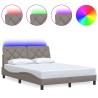 Cadre de lit avec LED sans matelas taupe 140x190 cm tissu 