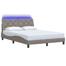 Cadre de lit avec LED sans matelas taupe 140x190 cm tissu 