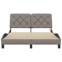 Cadre de lit avec LED sans matelas taupe 140x190 cm tissu 