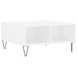 Table basse blanc brillant 60x60x30 cm bois d'ingénierie 