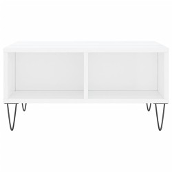 Table basse blanc brillant 60x60x30 cm bois d'ingénierie 