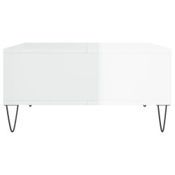 Table basse blanc brillant 60x60x30 cm bois d'ingénierie 