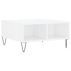 Table basse blanc brillant 60x60x30 cm bois d'ingénierie 
