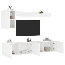 Unités murales TV 5 pcs blanc bois d'ingénierie 