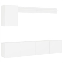 Unités murales TV 5 pcs blanc bois d'ingénierie 