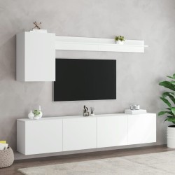 Unités murales TV 5 pcs blanc bois d'ingénierie 