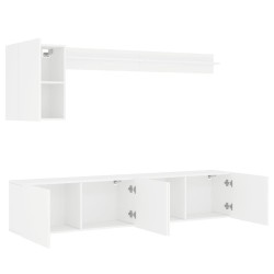 Unités murales TV 5 pcs blanc bois d'ingénierie 