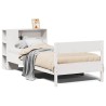 Lit bibliothèque sans matelas blanc 90x200cm bois de pin massif 