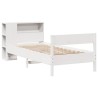 Lit bibliothèque sans matelas blanc 90x200cm bois de pin massif 