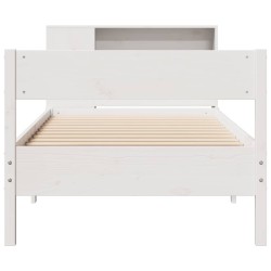 Lit bibliothèque sans matelas blanc 90x200cm bois de pin massif 