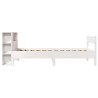 Lit bibliothèque sans matelas blanc 90x200cm bois de pin massif 