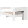 Lit bibliothèque sans matelas blanc 90x200cm bois de pin massif 