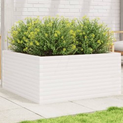 Jardinière blanc 100x100x46 cm bois de pin massif 