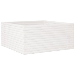 Jardinière blanc 100x100x46 cm bois de pin massif 