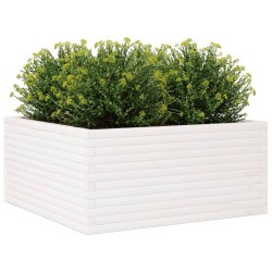 Jardinière blanc 100x100x46 cm bois de pin massif 