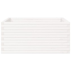 Jardinière blanc 100x100x46 cm bois de pin massif 