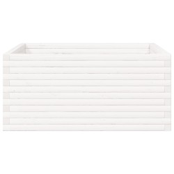 Jardinière blanc 100x100x46 cm bois de pin massif 