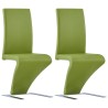 Chaises à manger avec forme de zigzag lot de 2 vert similicuir 