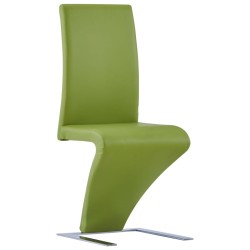 Chaises à manger avec forme de zigzag lot de 2 vert similicuir 